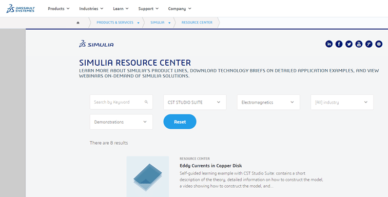 Screenshot Simulia Resource Center